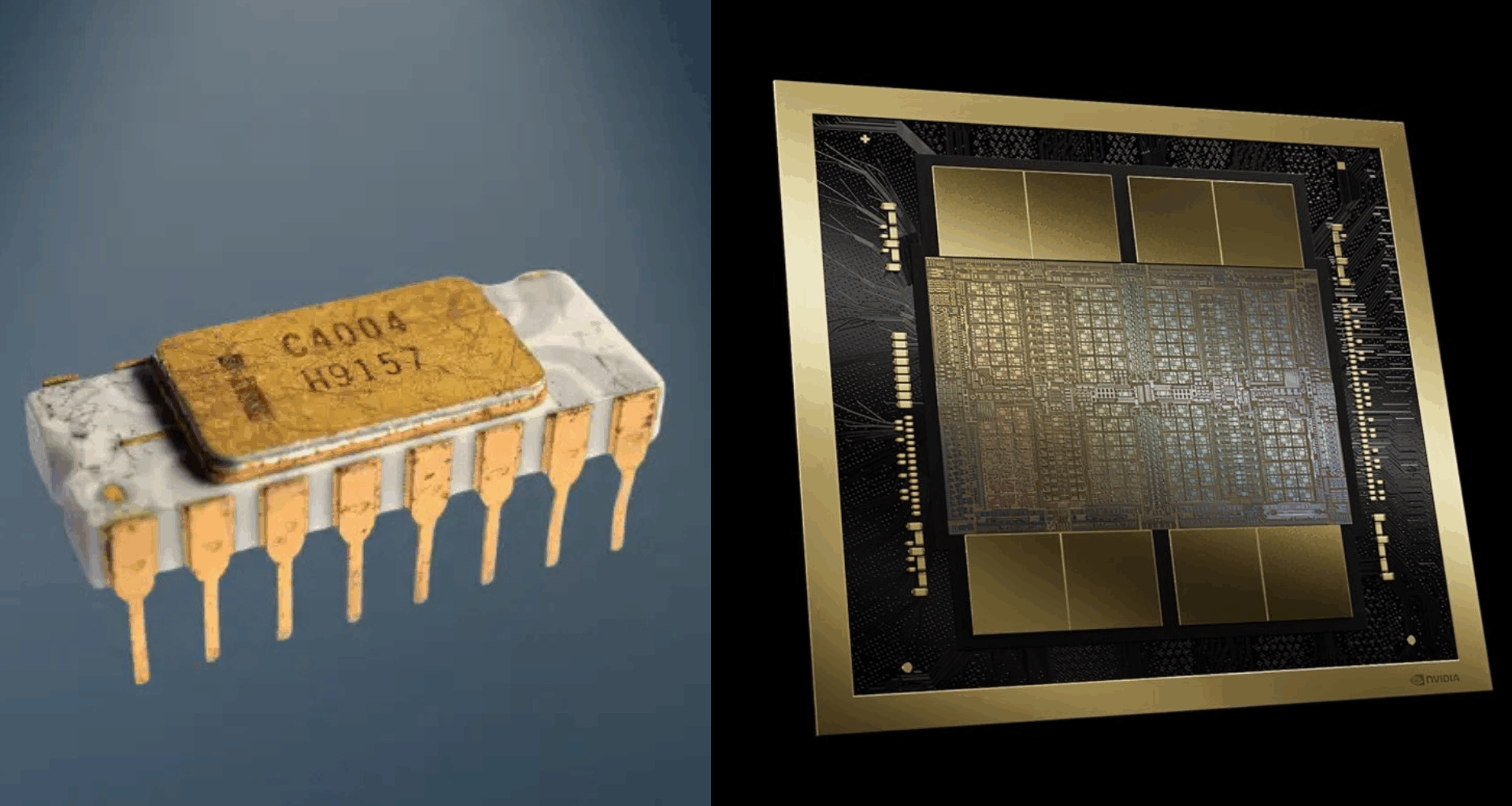 Intel 4004 to NVIDIA Blackwell: 50 Years of 217M-Fold Computing Leap