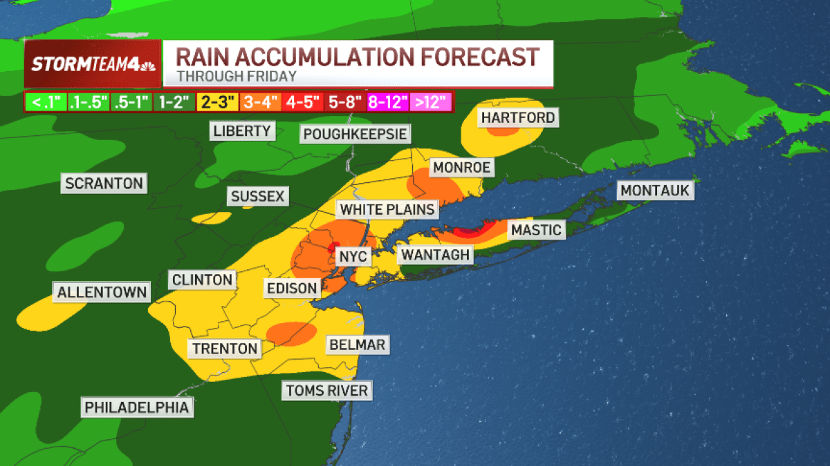 NYC flood watch issued; forecast calls for heavy rain. See timing – NBC New York