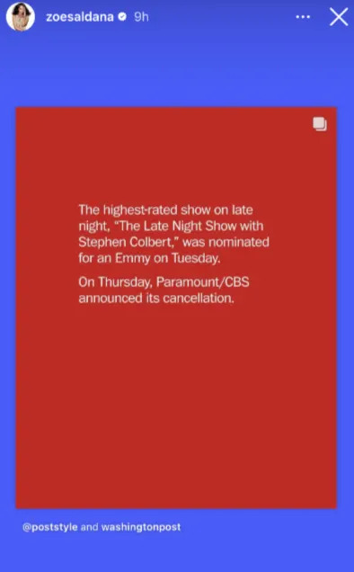 Summary of text: "The Late Night Show with Stephen Colbert" was canceled after an Emmy nomination