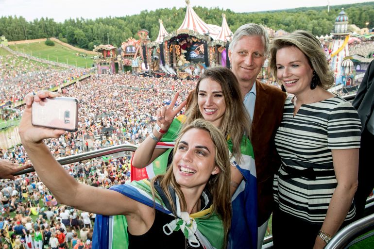 Belgium's King Philippe and Queen Mathilde attend Tomorrowland 2017 music festival in Boom, Belgium July 21, 2017. REUTERS/Danny Gys/Pool