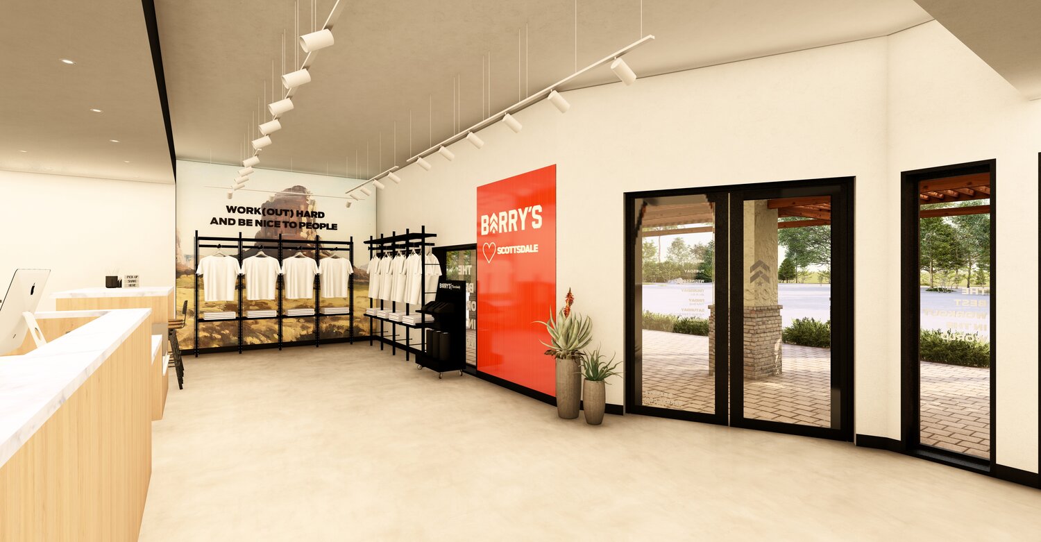 A render of the inside of a Barry’s.
