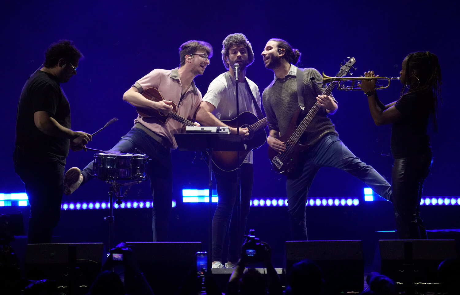 Ryan Met, second from left, Jack Met, center, and Adam Met, second from right, of AJR Dec. 1, 2023, in Inglewood, California. The brothers will appear Oct. 3 at the Arizona State Fair.