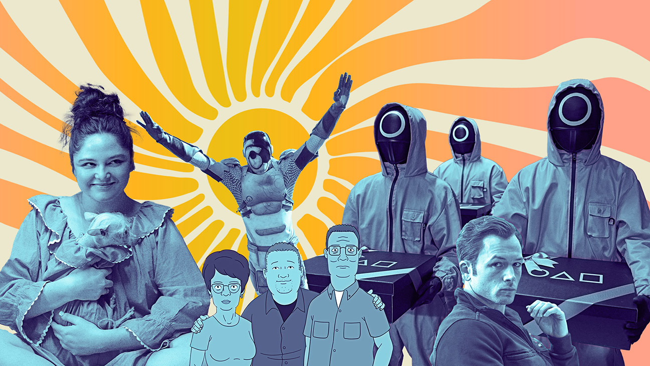 From left: Too Much, King of the Hill, Murderbot, Squid Game and Smoke