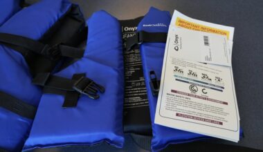 A life jacket supplied by the Loaner Life Jacket Stations that Cook's Children supports.
