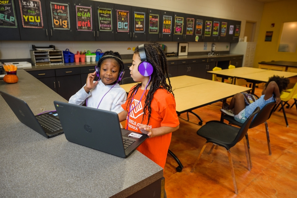Children using a computer.