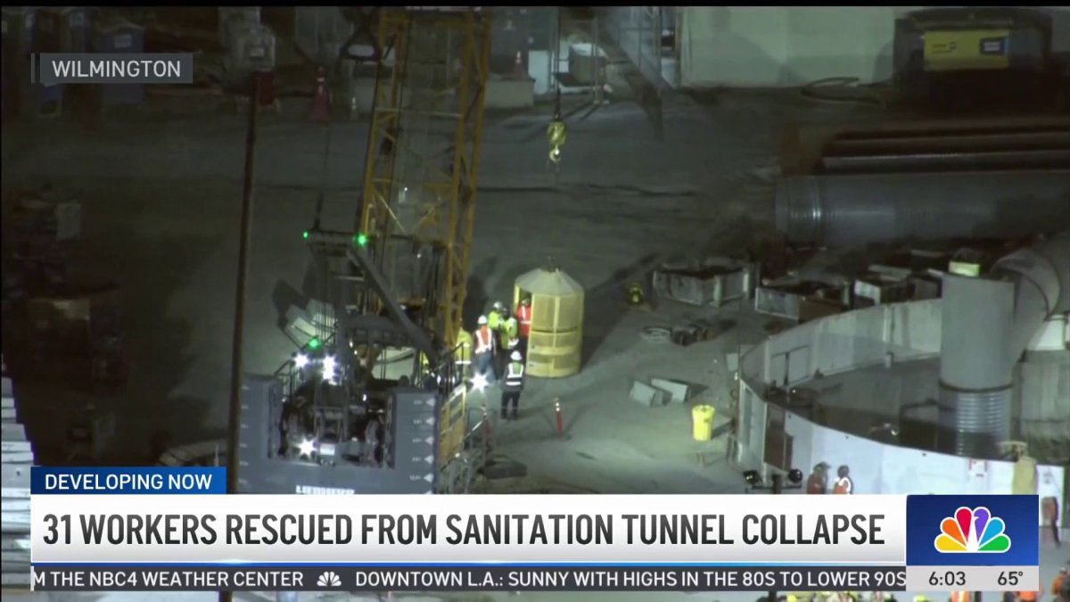 31 workers rescued from sanitation tunnel collapse in Wilmington – NBC Los Angeles