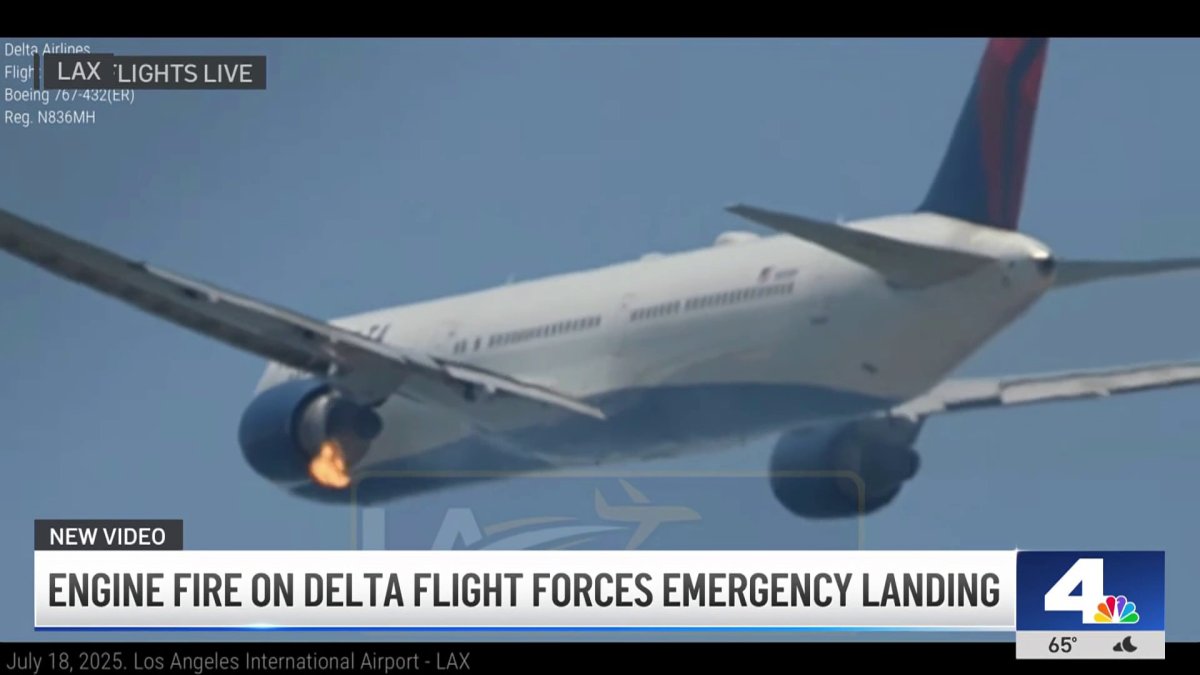 Engine fire on Delta flight forces emergency landing – NBC Los Angeles