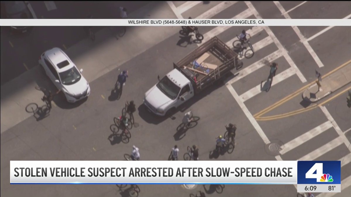 Stolen vehicle suspect arrested after slow-speed chase in LA County – NBC Los Angeles