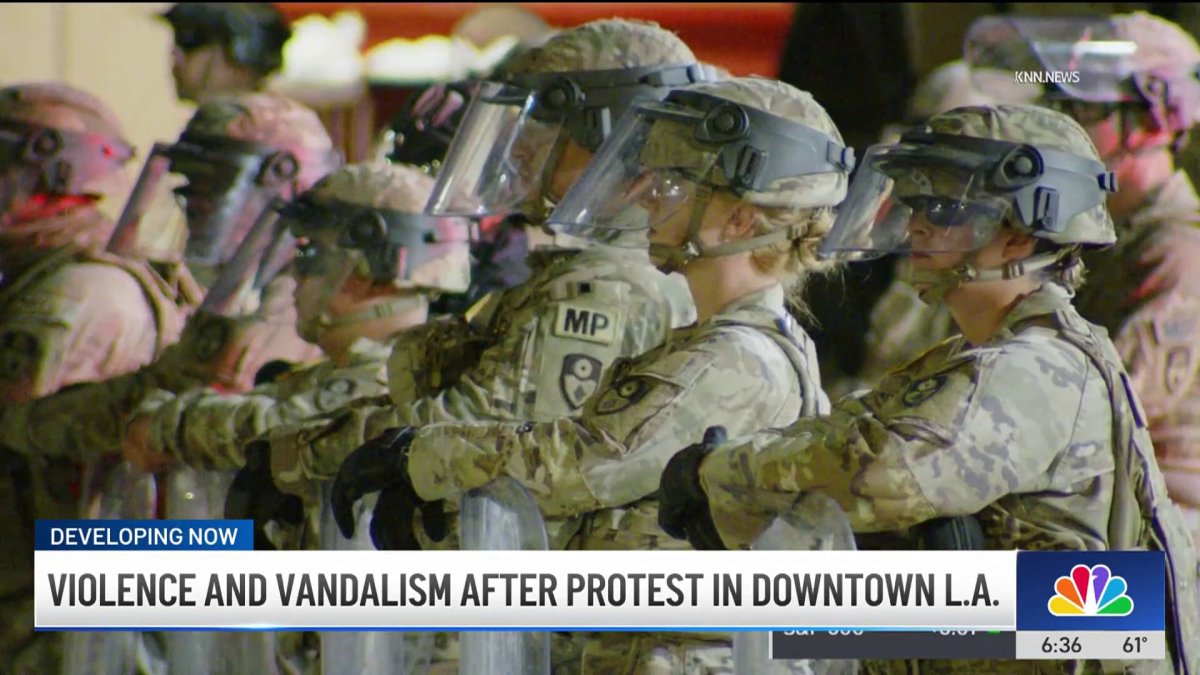 Violence and vandalism after protest in downtown LA – NBC Los Angeles