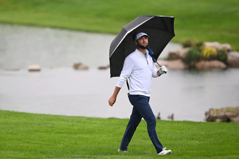 LOUISVILLE, KENTUCKY - MAY 17: Scottie Scheffler of the United States walks the 18th fairway during the second round of the 2024 PGA Championship at Valhalla Golf Club on May 17, 2024 in Louisville, Kentucky. (Photo by Ross Kinnaird/Getty Images)Ross Kinnaird&sol;Getty Images