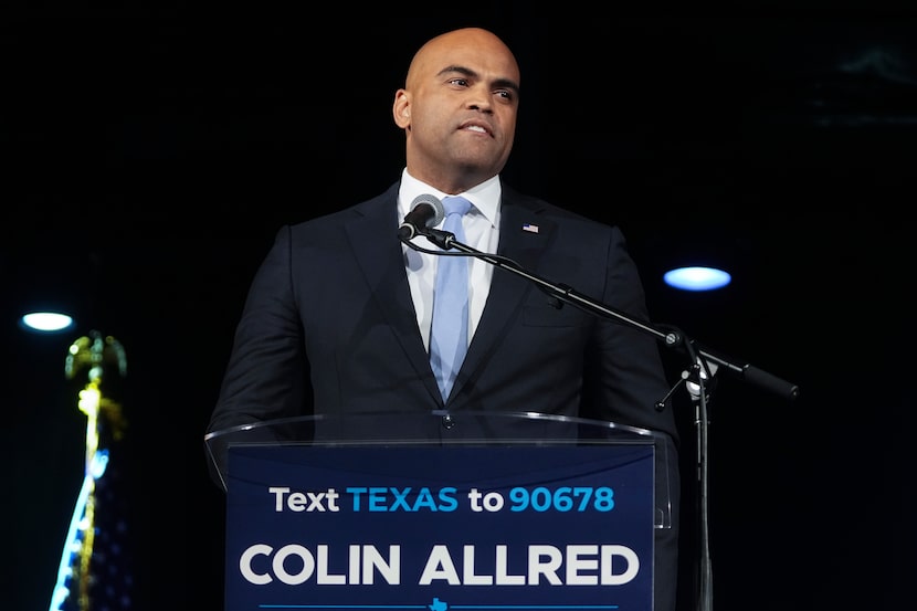 Texas Democratic Senate candidate Rep. Colin Allred, D-Texas, speaks during a watch party on...