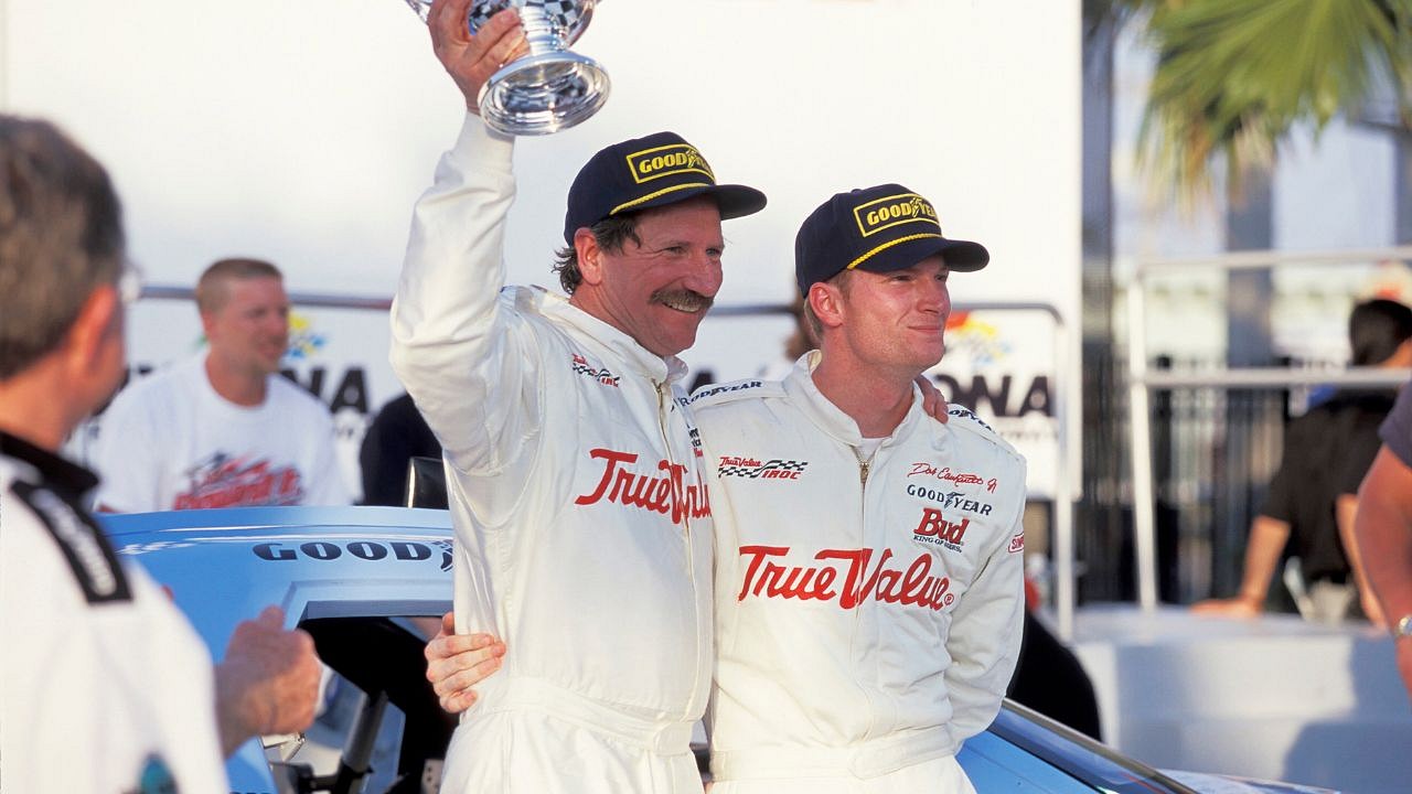 Davey Allison after Bobby won the Mello Yello 300 NASCAR Motorsport USA Busch Grand National Series race at Charlotte Motor Speedway in Harrisburg NC. NASCAR Motorsport USA 1984 MAY 26 Mello Yello 300 Icon951052684012202 EDITORIAL USE ONLY
