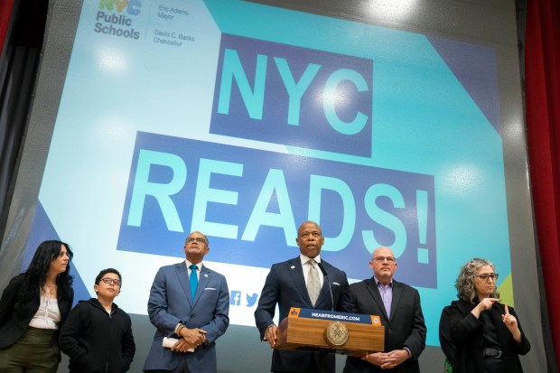 Mayor Eric Adams announces the "New York City Reads" campaign. PS 156 Waverly, Brooklyn. Tuesday, May 9, 2023. (Ed Reed/Mayoral Photography Office)