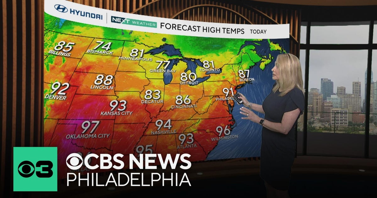 Philadelphia region hits the 90s Sunday with sun and isolated storms