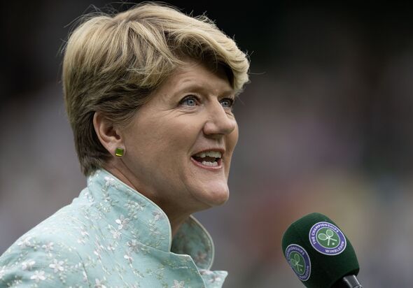 Clare Balding speaks into a Wimbledon microphone