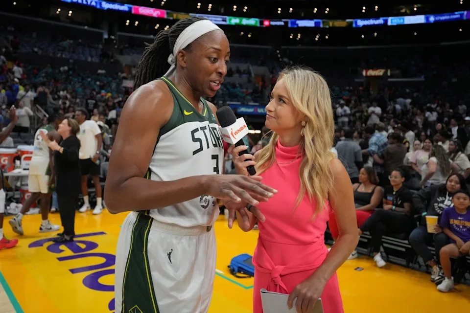 Seattle Storm forward Nneka Ogwumike climbs to No. 6 on the WNBA all-time scoring list against the Golden State Valkyries.Kirby Lee-Imagn Images