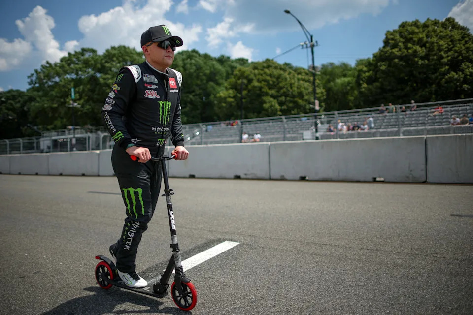 Ty Gibbs rides a scooter on the Chicago Street Course.Chris Graythen&sol;Getty Images