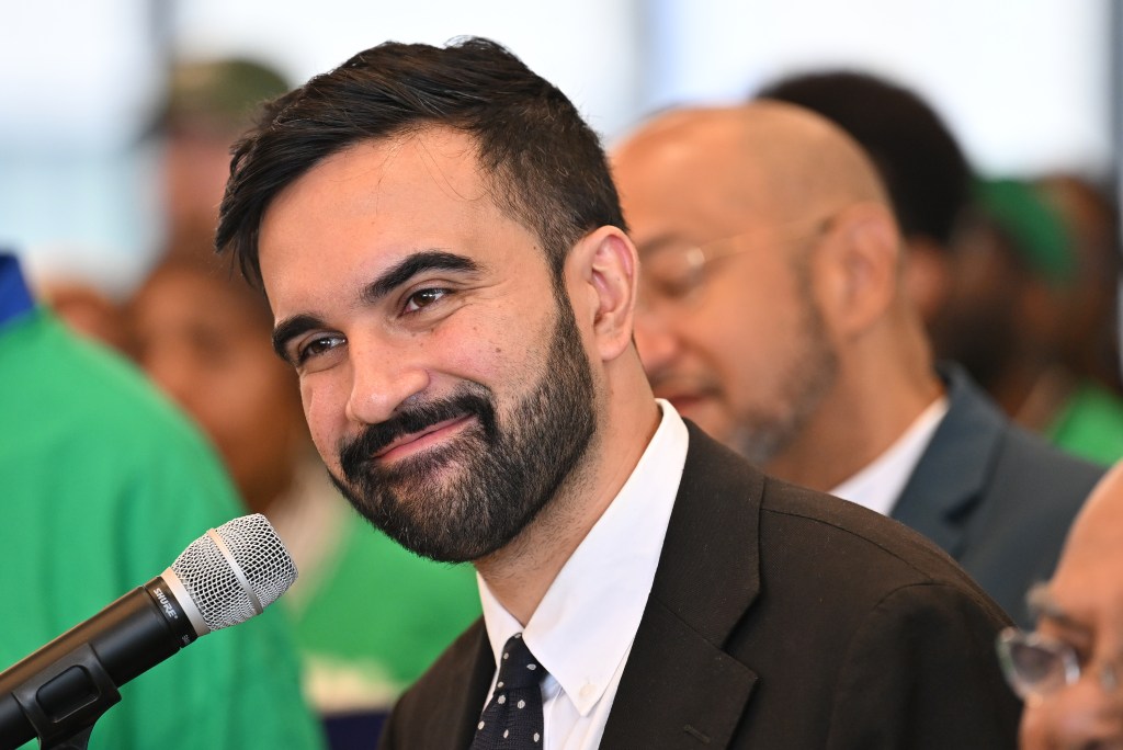 Zohran Mamdani at a press conference.