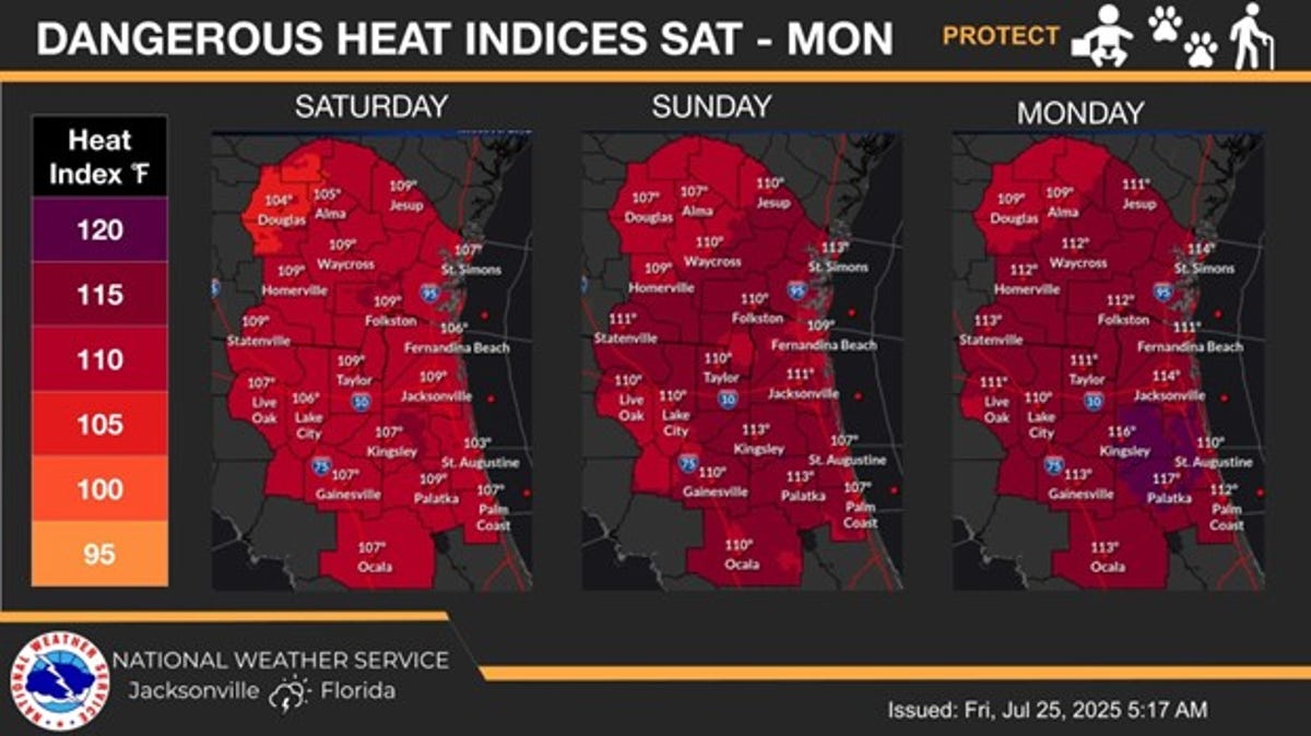 Heat index expected at 114