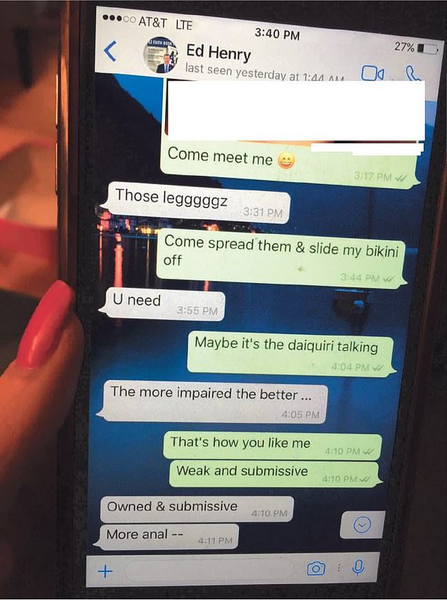 Just days after she claimed he raped her, Eckhart texted Henry: 'You wanna f*** me,' 'Come spread them and slide my bikini off', according to screenshots in court filings