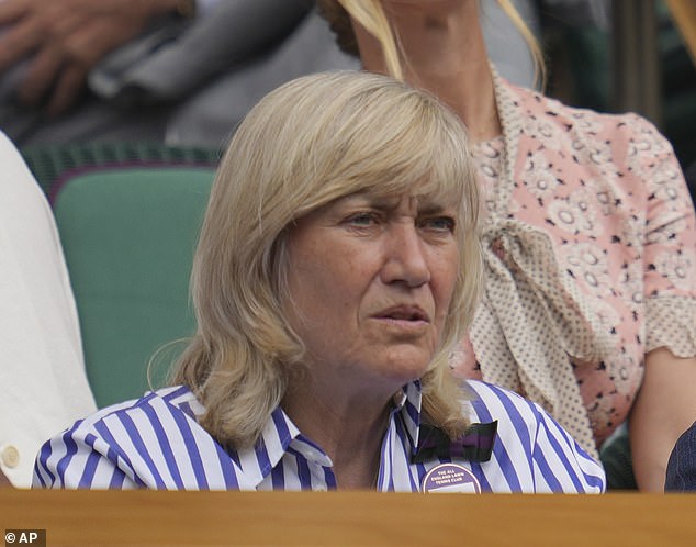 Deborah Jevans appeared focused as she watched the live action from the Royal Box on Centre Court today