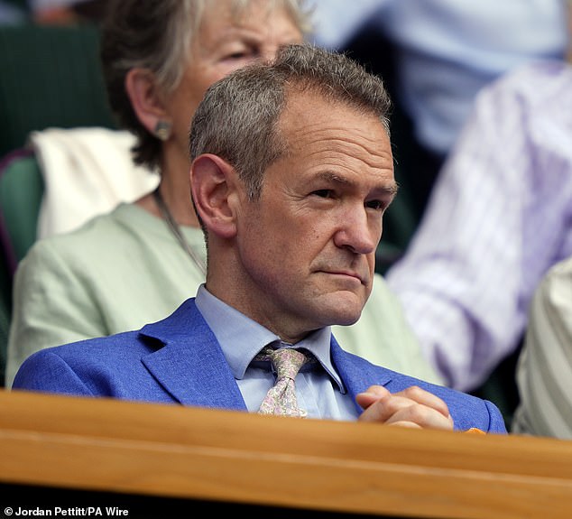 Pictured: Alexander Armstrong in the Royal Box on day two of the 2025 Wimbledon Championships