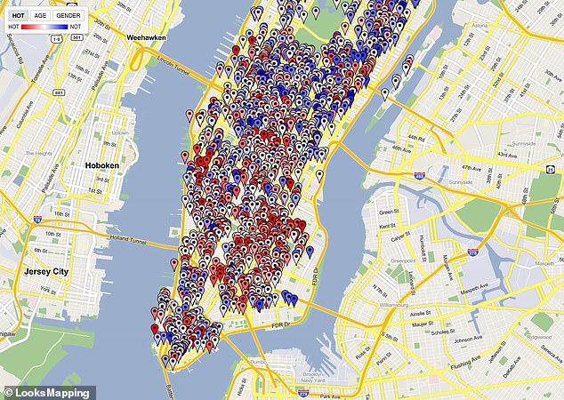 A new map ranking the 'hottest' customers across thousands of restaurants in New York City (pictured) has come under fire, with critics calling it 'shallow' and superficial