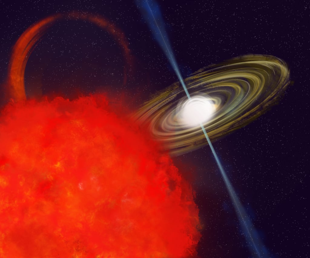 An artist’s impression of the Long Period Transit, CHIME J1634+44, believed to be the brightest and most polarised LPT ever found. Credit: NSF/AUI/NSF NRAO/P.Vosteen