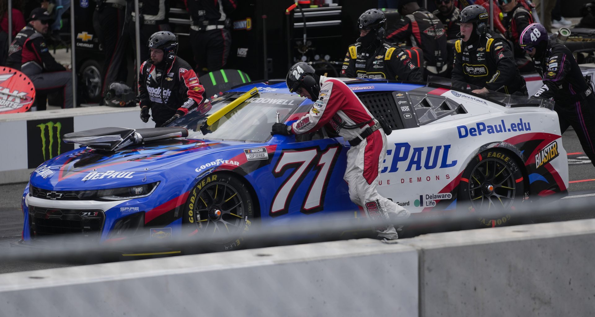 DePaul-branded race car competes at NASCAR Street Race