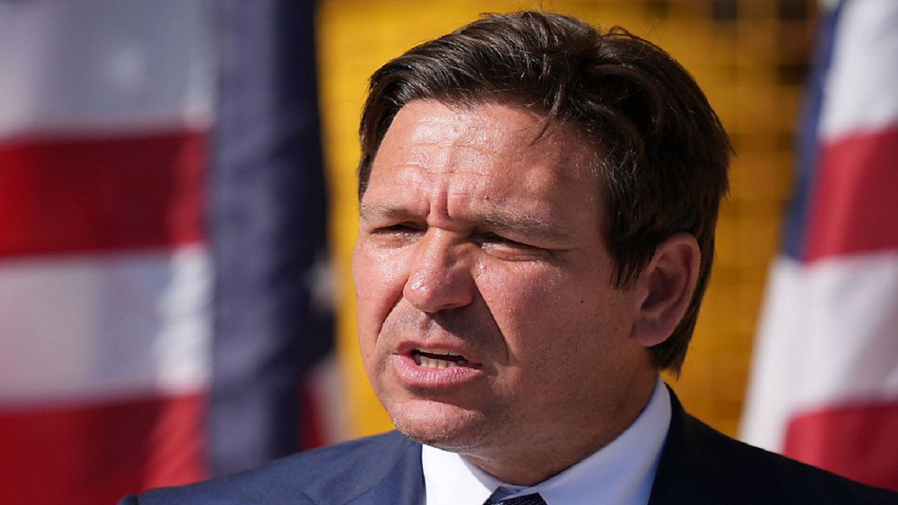 Gov. Ron DeSantis, pictured at an earlier news conference, said Monday that Florida will send water crews to Central Texas to help with search and rescue efforts caused by flash flooding. (AP Photo/Rebecca Blackwell, File)