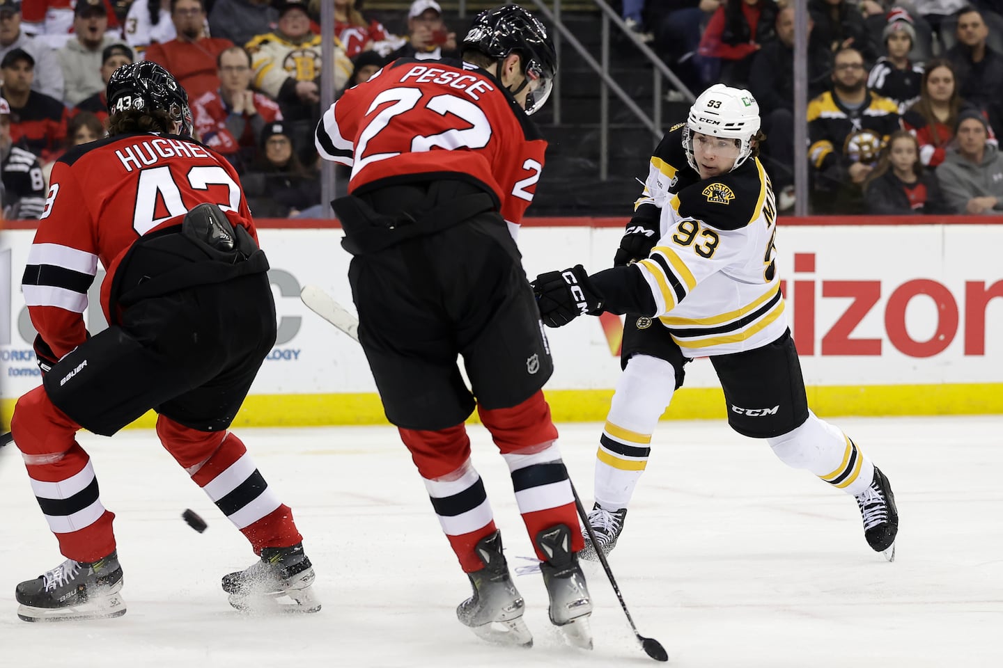 Center Fraser Minten (93) is one of the top young guns that the Bruins hope will soon become a roster regular. 