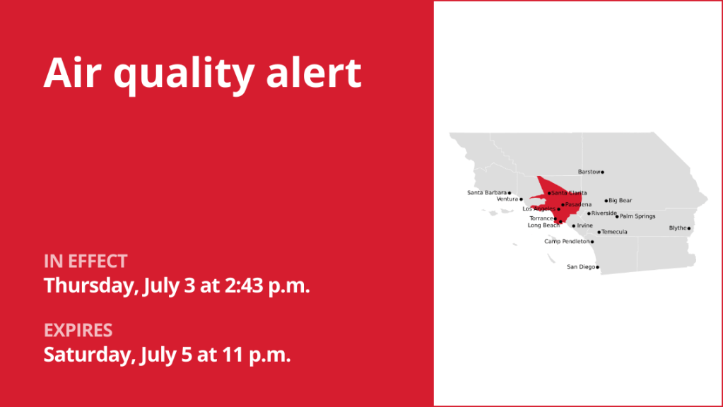 Air quality alert issued for 5 Freeway north of LA Saturday – Orange County Register