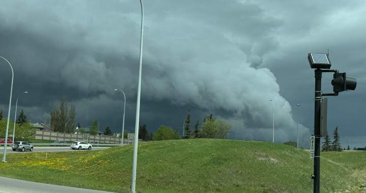 Severe thunderstorms sweeping across in Edmonton, central Alberta on Thursday