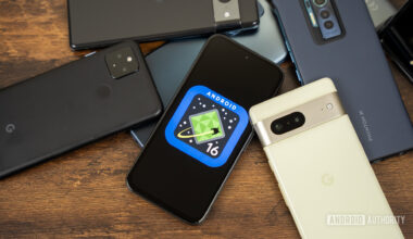 Android 16 logo on smartphone 08