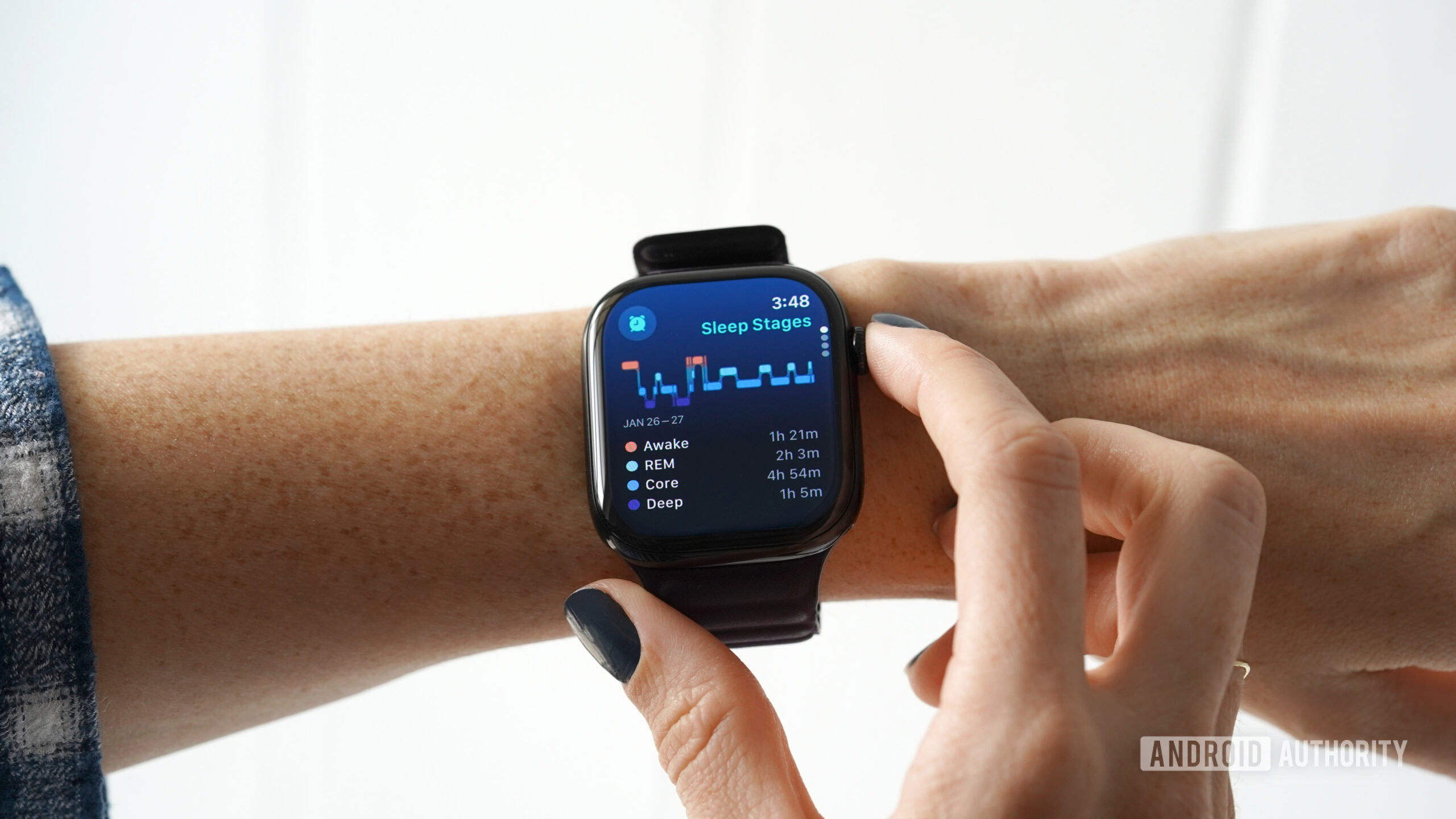 An Apple Watch user checks their Sleep Stages data.