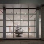 A gallery's glass facade.