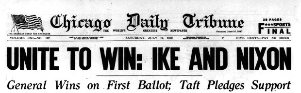 Dwight D. Eisenhower was chosen as the Republican candidate for president at the party's convention at the International Amphitheater in Chicago on July 7, 1952. (Chicago Tribune)