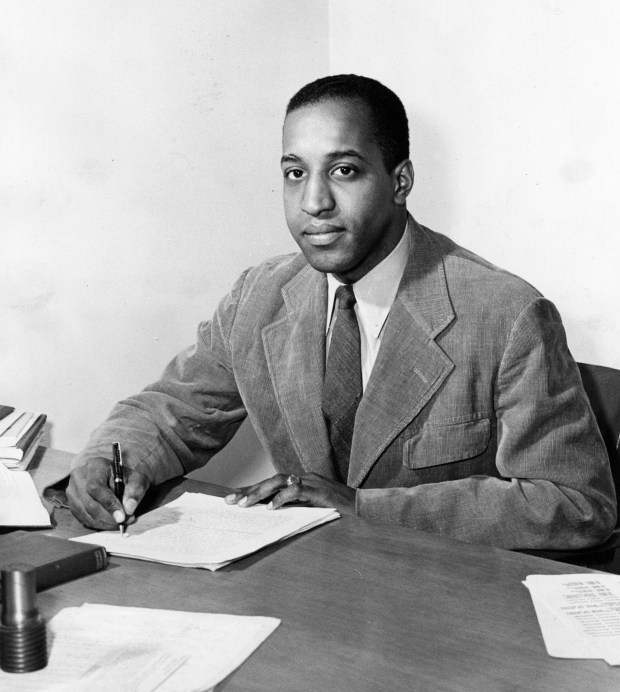 Frank A. Crossley, instructor and graduate student in metallurgical engineering at the Illinois Institute of Technology, was awarded second prize in the graduate section of the American Institute of Mining and Metallurgical Engineers' national student paper contest, circa 1948. Crossley was a 1942 graduate of DuSable High School in Chicago. (Joseph J. Lucas Jr./Illinois Institute of Technology)