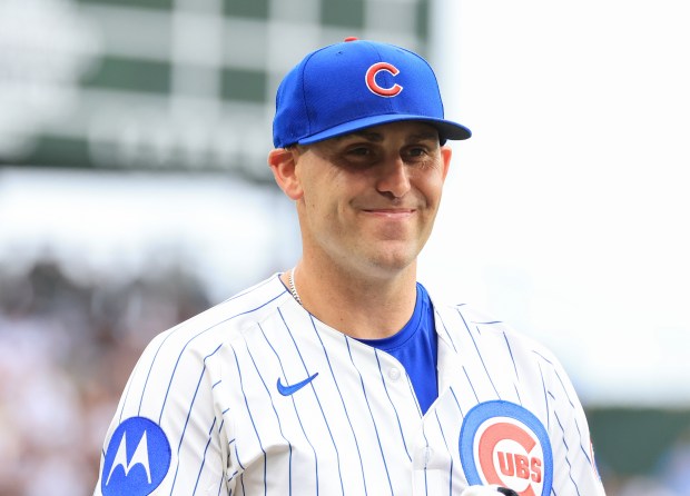Chicago Cubs starting pitcher Matthew Boyd heads to the dugout after warming up for a game against the Cardinals at Wrigley Field on July 6, 2025, in Chicago. (John J. Kim/Chicago Tribune)