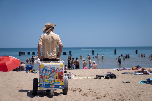 Someone sells ice cream at North Avenue Beach on June...
