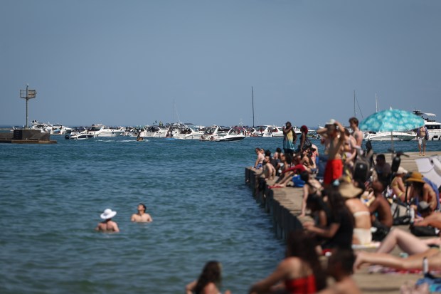 Boats in the Playpen, a popular area for boaters in...