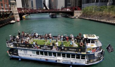 Lacrosse on a boat. Premier Lacrosse players hit Chicago River