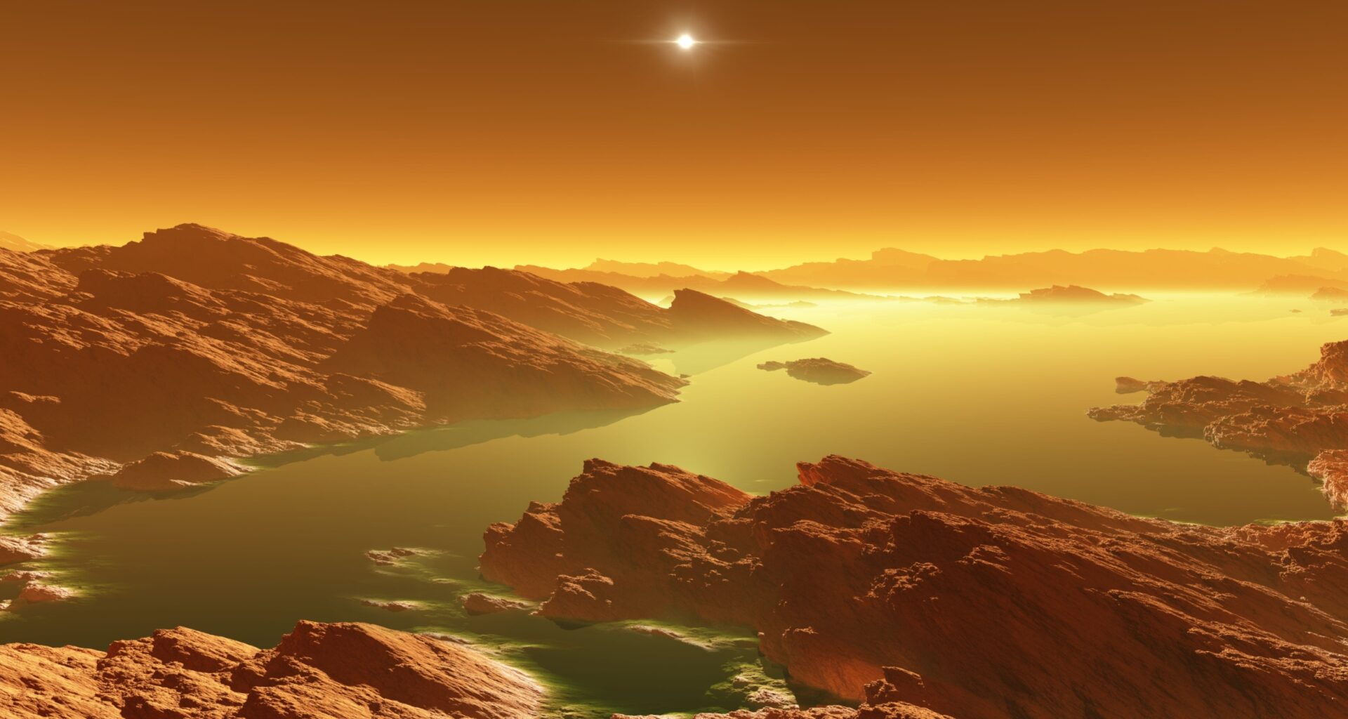 Huygens captured this aerial view of Titan from an altitude of 33,000 feet. Credit: ESA/NASA
