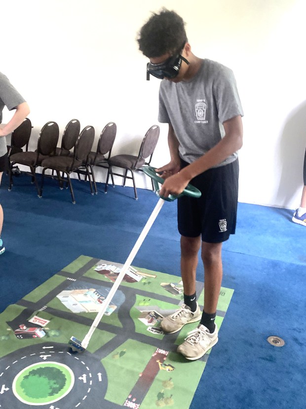 One of the 56 cadets attending the Pennsylvania State Police Camp Cadet held at Valley Forge Military Academy takes part in a simulation of impaired driving. (PETE BANNAN-DAILY TIMES)