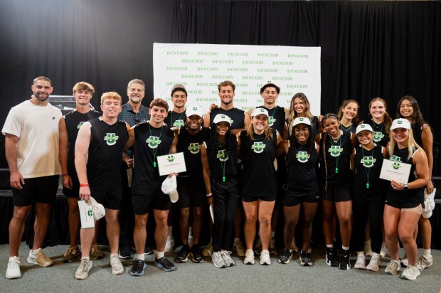 The Dexcom U camp was hosted by Baltimore Ravens tight end Mark Andrews in Baltimore last week, with SDSU's Miles Byrd and 20 other college athletes with Type 1 diabetes. (Photo courtesy of Dexcom)