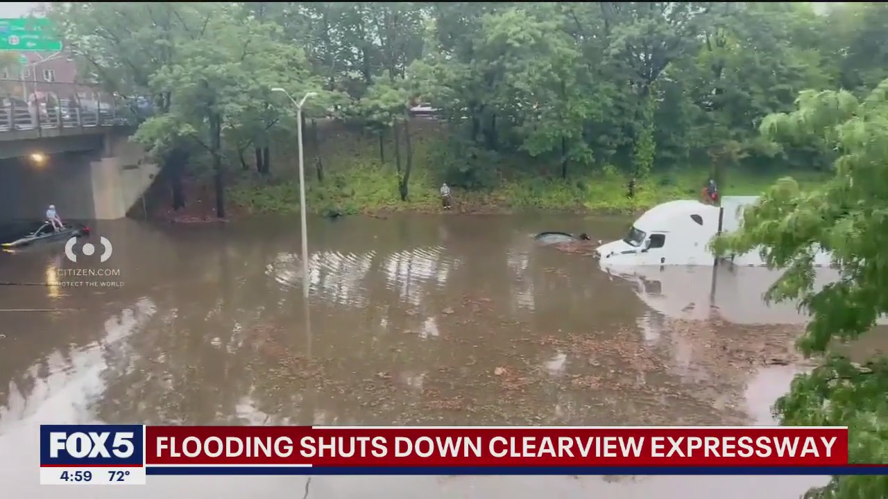 Flash flood warning in effect for NYC, parts of LI; flooding shuts down Clearview Expy.