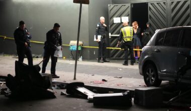 Officers were at the scene in Los Angeles where a vehicle rammed into a crowd waiting to enter a night club.
