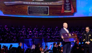 First Baptist Dallas’ Sunday service marks anniversary of fire, church honors firefighters