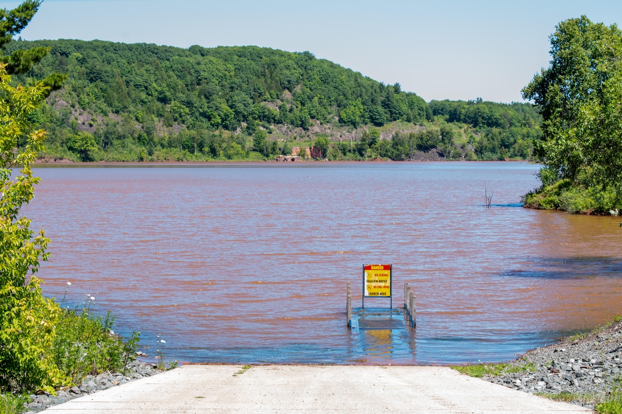 Beaver dam breach at Lake Angeline