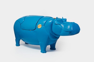 Abstracted blue hippo sculpture by François-Xavier Lalanne.